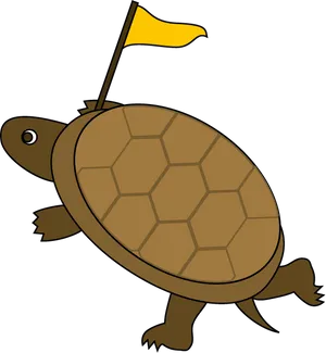 Cartoon Tortoisewith Flag PNG image