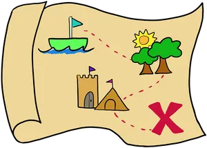 Cartoon Treasure Map Illustration