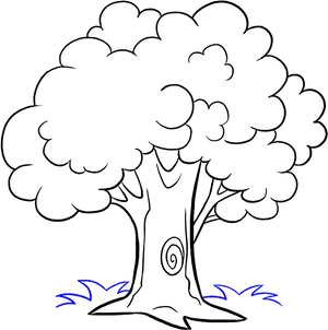 Cartoon Tree Line Drawing