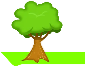 Cartoon_ Tree_on_ Black_ Background
