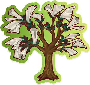 Cartoon Tree With Plastic Bags PNG image