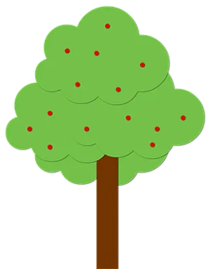 Cartoon Tree With Red Fruits