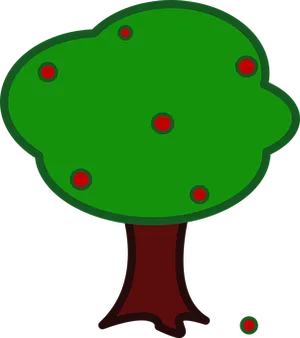 Cartoon Treewith Red Fruits