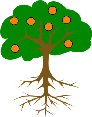 Cartoon Treewith Rootsand Fruits