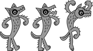 Cartoon Trioof Wolves Dancing PNG