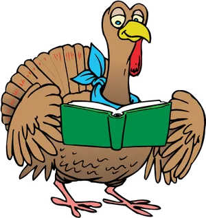 Cartoon Turkey Reading Book