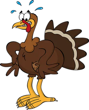 Cartoon Turkey Sweating Fear