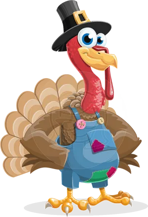 Cartoon Turkey Wearing Hat