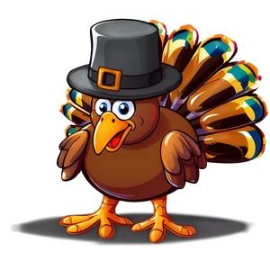 Cartoon Turkey With Pilgrim Hat Png 06262024 PNG image