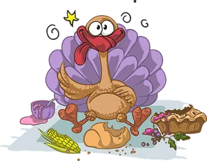 Cartoon Turkeywith Thanksgiving Dinner