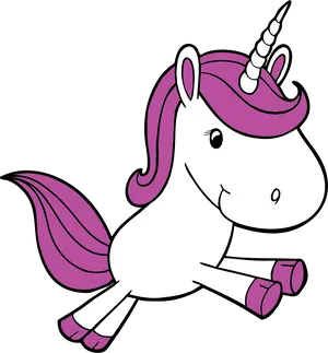 Cartoon Unicorn Purple Mane Tail PNG image