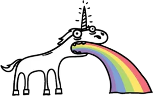 Cartoon Unicorn Rainbow Vomit PNG image