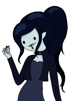 Cartoon Vampire Girl Holding Bat PNG