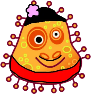 Cartoon Virus Character Smiling PNG image