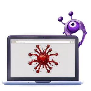 Cartoon Virus On Computer PNG 96