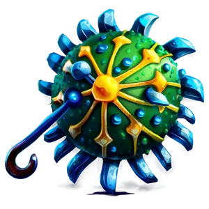 Cartoon Virus With Umbrella PNG Pus