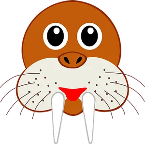 Cartoon Walrus Face Graphic PNG image