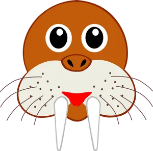 Cartoon Walrus Face Graphic PNG image