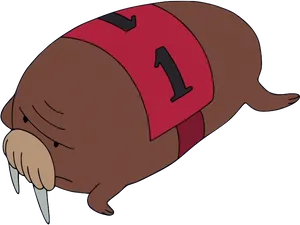 Cartoon Walrus Number One Jersey PNG image