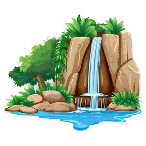 Cartoon Waterfall Scene PNG Thw59 PNG