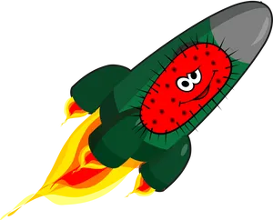 Cartoon Watermelon Rocket Illustration PNG image