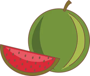 Cartoon Watermelonand Slice PNG image