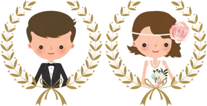 Cartoon Wedding Couple Illustration PNG image