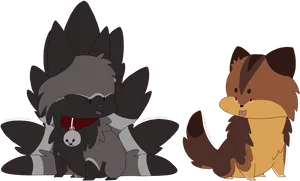 Cartoon Werewolfand Friendly Dog PNG image