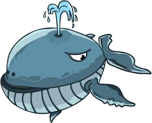 Cartoon Whale Spouting Water PNG image