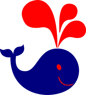 Cartoon Whale Spouting Water PNG image