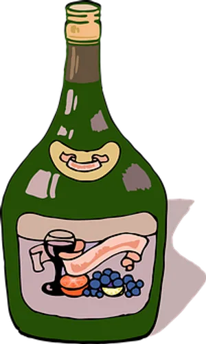 Cartoon Wine Bottle With Fruits PNG image