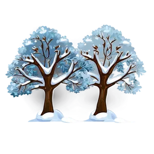 Cartoon Winter Trees Scene PNG Gjm PNG
