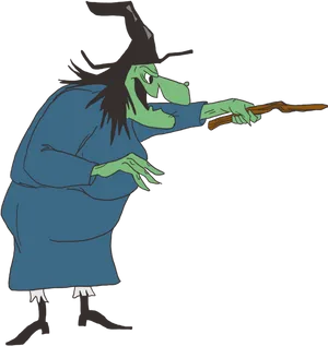 Cartoon Witch Casting Spell