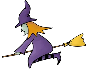 Cartoon Witch Flyingon Broomstick PNG image