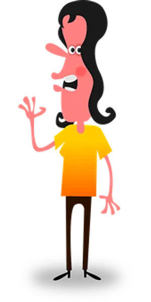 Cartoon Woman Gesture Black Background