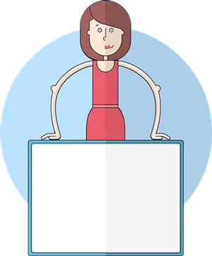 Cartoon Woman Holding Sign