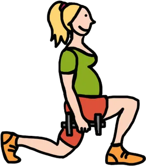 Cartoon Woman Performing Lunges