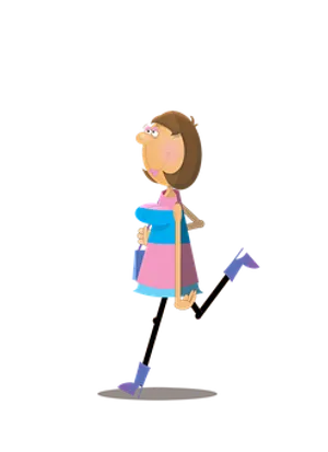 Cartoon Woman Walking Black Background