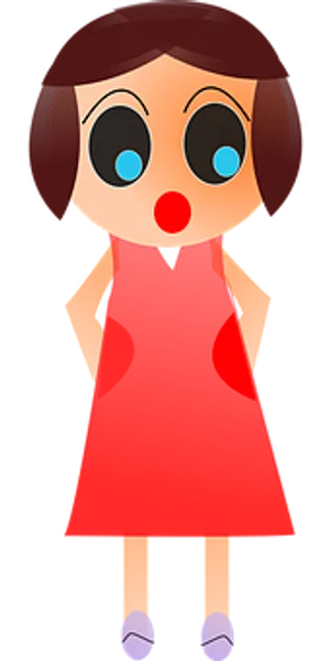 Cartoon Womanin Red Dress