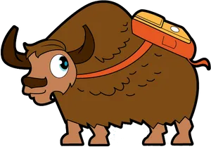 Cartoon Yak With Baggage PNG image