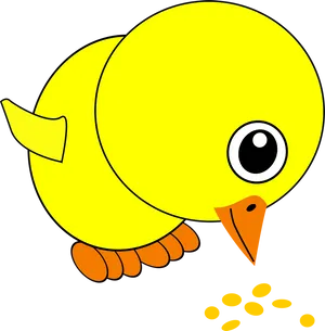 Cartoon Yellow Bird Feeding PNG image