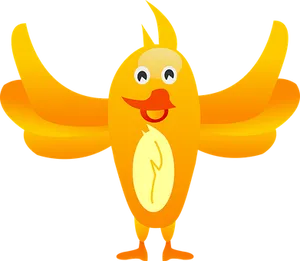 Cartoon Yellow Bird Spread Wings