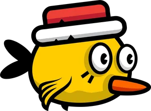 Cartoon Yellow Birdwith Hat PNG image