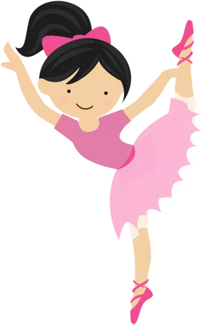 Cartoon Young Ballerina Dancing PNG image