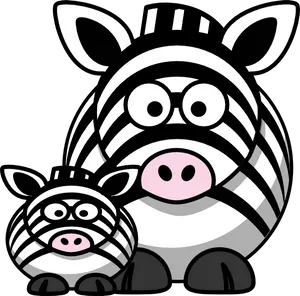 Cartoon Zebraand Baby Zebra PNG image