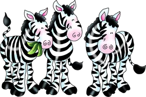 Cartoon Zebras Friends Illustration PNG image