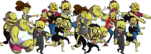 Cartoon Zombie Horde PNG image