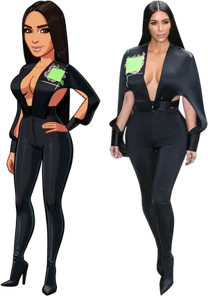 Cartoonand Real Life Comparison PNG image