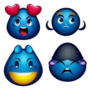 Cartoonish Blue Emojis PNG Set Axi41