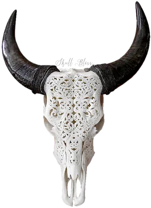 Carved Goat Skullwith Horns PNG image